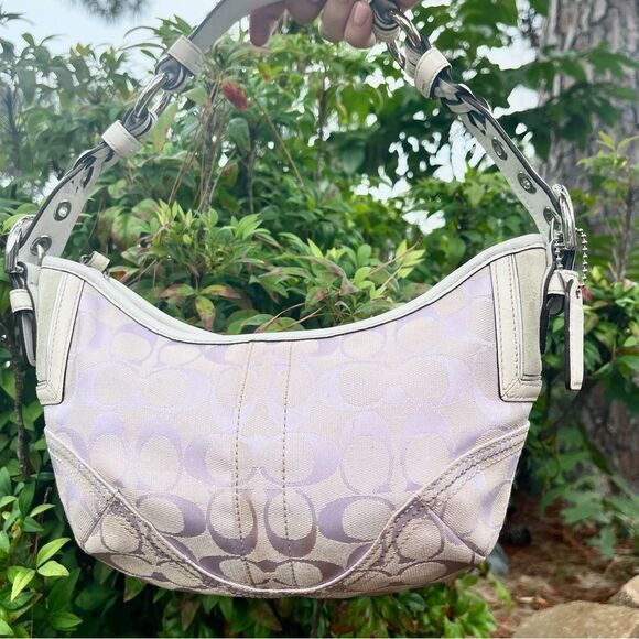 COACH Lavender Signature Y2K Hobo Baguette Shoulder Bag Hampton SoHo 6266 - Picture 6 of 14